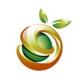 3D Twisted Natural Fruit Green Organic Health Logo