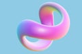 3D twisted pink ring on blue background.