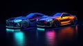 3d two BMW sports cars generative AI Royalty Free Stock Photo