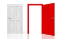 Two doors - open and closed - 3D illustration Royalty Free Stock Photo