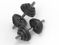 3d two dumbbell isolated on background. Royalty Free Stock Photo