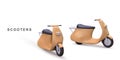 3d two realistic scooters on white background. Vector illustration
