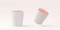 3d two realistic snacks disposable cup. Vector illustration