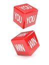 3d Two red dice, You Win Royalty Free Stock Photo
