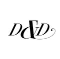 D and D typography vector monogram in calligraphy style Royalty Free Stock Photo