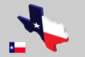 3D U.S. state of Texas Map outline and flag .Vector illustration Royalty Free Stock Photo