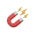 3D U-Shaped Magnet with Dynamic Lightning Bolts Royalty Free Stock Photo
