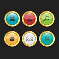 3D ui Circle button Icon Set Royalty Free Stock Photo