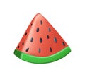 3d UI icon watermelon. 3d realistic isolated on white vector set, whole and slice of watermelon, watermelon in a splash