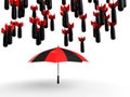 3d umbrella protecting from falling bombs Royalty Free Stock Photo