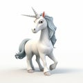 3d Cel Shaded Unicorn Posed Against White Background