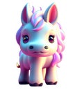 3D Unicorn long pink hair without horn. 3D Illustration