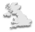 3d United Kingdom white map with regions isolated Royalty Free Stock Photo