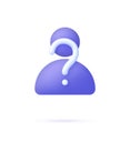 3D Unknown person icon. Anonymous concept. Question mark. Human silhouette Royalty Free Stock Photo