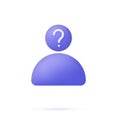 3D Unknown person icon. Anonymous concept. Question mark. Human silhouette Royalty Free Stock Photo