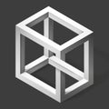 3D unreal cube shape. Illusion abstract forms. Nonexistent figure. Vector fantastic construction