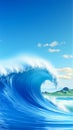 3d unreal painting fresh clean water wave high detail photography