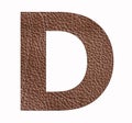 Alphabet letter D - Brown leather texture background