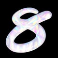 3D number 8 holographic pearlescent light spectrum Royalty Free Stock Photo