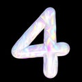 3D number 4 holographic pearlescent light spectrum Royalty Free Stock Photo