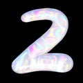 3D number 2 holographic pearlescent light spectrum Royalty Free Stock Photo