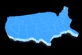 United States of America, USA blue map, black background Royalty Free Stock Photo