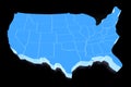 United States of America, USA blue map, black background Royalty Free Stock Photo