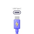 3d usb type c for mobile device design. 3d vector illustration Royalty Free Stock Photo