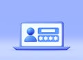 3D User Login Form Page in Laptop