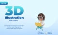 3d using a laptop and sitting Royalty Free Stock Photo
