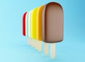 3d Variety of popsicle on a light blue background. Royalty Free Stock Photo