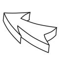 3d Vector abstract arrow. Hand drawn geometric curved pointer up left. Isolated doodle for design Royalty Free Stock Photo