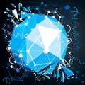 3d vector abstract blue background created in Bauhaus retro style. Dimensional geometric composition with low poly shattered Royalty Free Stock Photo