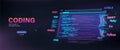 3D vector banner, program app coding. Web page banner