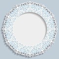 3D Vector bas-relief frame, vignette with ornaments, decorative plate, festive pattern