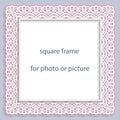 3D Vector bas-relief square frame for photo or picture, vintage vignette Royalty Free Stock Photo
