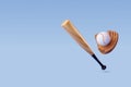 3d Vector Baseball Bat, Ball and Leather Glove, Sport and Game competition concept