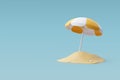 3d Vector Beach Yellow Umbrella, Summertime relax, Time to travel concept