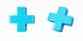 3D vector blue plus sign.