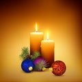 3D Vector Candlelight Illustration with Orange Candles.