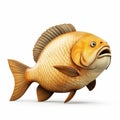 Captivating 3d Illustration Of A Scary Brown Fish