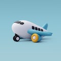 3d Vector Cartoon Airplane, Summer Journey, Time to Travel concept