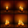 3D Vector Christmas and Advent Candles with Candlelight - Greeting Card Templates
