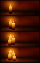 3D Vector Christmas and Advent Candles with Candlelight - Panorama Banner Templates