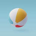 3d Vector Colorful Beach Ball, Summer Journey, Time to Travel Concept