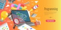 3D Vector Conceptual Illustration of Software Development, Programming Languages Learning Royalty Free Stock Photo