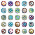 3d vector digital wireframe spherical objects made using different geometric facets. Polygonal orbs created with lines mesh. Low Royalty Free Stock Photo