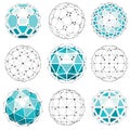 3d vector digital wireframe spherical objects Royalty Free Stock Photo