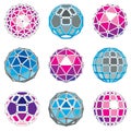 3d vector digital wireframe spherical objects Royalty Free Stock Photo