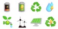 3d Vector Green Energy icon set Royalty Free Stock Photo